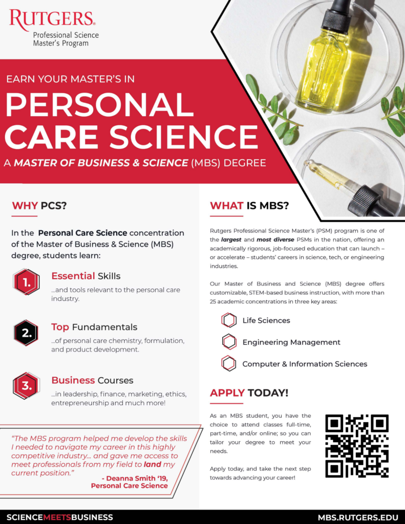 Personal Care Science Day Flyer - Rutgers